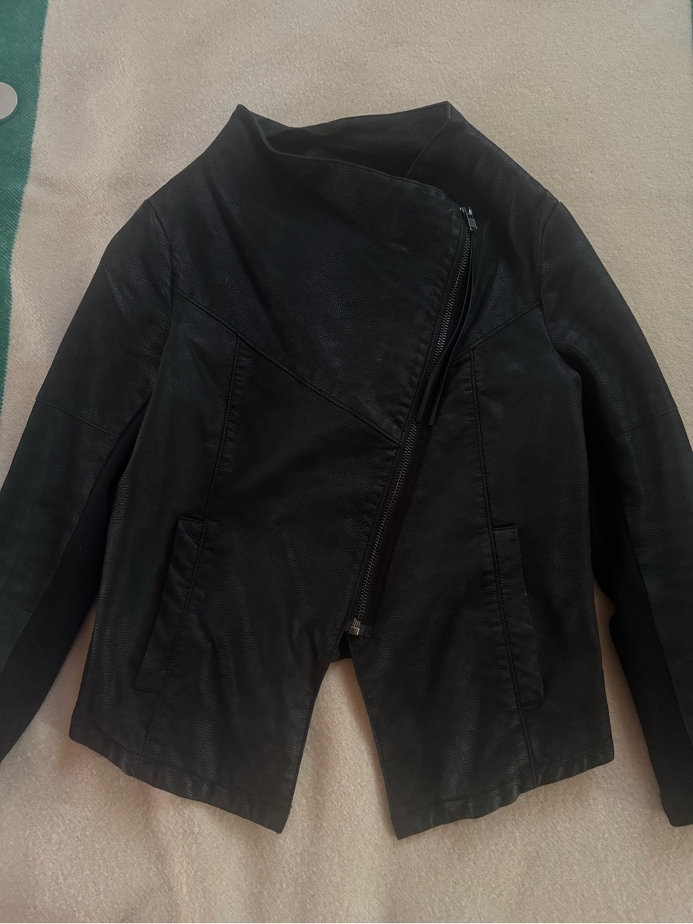 H&M Black Asymmetrical Zip Leather Jacket